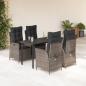 Preview: ARDEBO.de - 5-tlg. Garten-Essgruppe mit Kissen Grau Poly Rattan