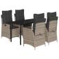 Preview: 5-tlg. Garten-Essgruppe mit Kissen Grau Poly Rattan