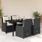 Preview: ARDEBO.de - 5-tlg. Garten-Essgruppe mit Kissen Schwarz Poly Rattan