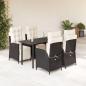Preview: ARDEBO.de - 5-tlg. Garten-Essgruppe mit Kissen Schwarz Poly Rattan
