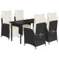 Preview: 5-tlg. Garten-Essgruppe mit Kissen Schwarz Poly Rattan