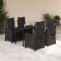 Preview: ARDEBO.de - 5-tlg. Garten-Essgruppe mit Kissen Schwarz Poly Rattan