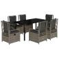 Preview: 7-tlg. Garten-Essgruppe mit Kissen Grau Poly Rattan