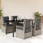 Preview: ARDEBO.de - 5-tlg. Garten-Essgruppe mit Kissen Grau Poly Rattan
