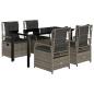 Preview: 5-tlg. Garten-Essgruppe mit Kissen Grau Poly Rattan