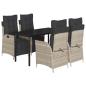 Preview: 5-tlg. Garten-Essgruppe mit Kissen Hellgrau Poly Rattan
