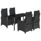 Preview: 5-tlg. Garten-Essgruppe mit Kissen Schwarz Poly Rattan
