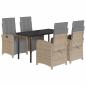 Preview: 5-tlg. Garten-Essgruppe mit Kissen Beige Poly Rattan