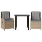 Preview: 3-tlg. Garten-Essgruppe mit Kissen Beige Poly Rattan