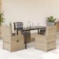 Preview: ARDEBO.de - 5-tlg. Garten-Essgruppe mit Kissen Beige Poly Rattan