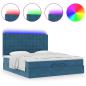 Preview: Ottoman-Bett mit Matratzen & LEDs Dunkelblau 160x200 cm Samt