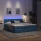 Preview: Ottoman-Bett mit Matratze & LEDs Dunkelblau 160x200 cm Samt