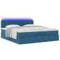 Preview: Ottoman-Bett mit Matratze & LEDs Dunkelblau 160x200 cm Samt