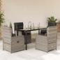 Preview: ARDEBO.de - 5-tlg. Garten-Essgruppe mit Kissen Hellgrau Poly Rattan
