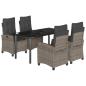 Preview: 5-tlg. Garten-Essgruppe mit Kissen Grau Poly Rattan