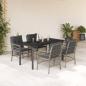 Preview: ARDEBO.de - 5-tlg. Garten-Essgruppe mit Kissen Hellgrau Poly Rattan