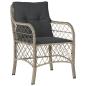 Preview: 5-tlg. Garten-Essgruppe mit Kissen Hellgrau Poly Rattan