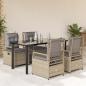 Preview: ARDEBO.de - 5-tlg. Garten-Essgruppe mit Kissen Beige Poly Rattan