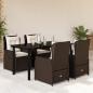 Preview: ARDEBO.de - 5-tlg. Garten-Essgruppe mit Kissen Braun Poly Rattan