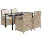 Preview: 5-tlg. Garten-Essgruppe mit Kissen Beige Poly Rattan