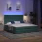 Preview: Ottoman-Bett mit Matratzen & LEDs Dunkelgrün 160x200 cm Samt