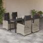 Preview: ARDEBO.de - 5-tlg. Garten-Essgruppe mit Kissen Hellgrau Poly Rattan
