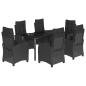 Preview: 7-tlg. Garten-Essgruppe mit Kissen Schwarz Poly Rattan