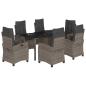 Preview: 7-tlg. Garten-Essgruppe mit Kissen Grau Poly Rattan