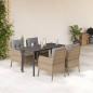 Preview: ARDEBO.de - 5-tlg. Garten-Essgruppe mit Kissen Beige Poly Rattan