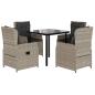 Preview: 5-tlg. Garten-Essgruppe mit Kissen Hellgrau Poly Rattan