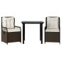 Preview: 3-tlg. Garten-Essgruppe mit Kissen Braun Poly Rattan