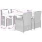 Preview: 5-tlg. Garten-Essgruppe mit Kissen Hellgrau Poly Rattan