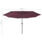 Preview: Sonnenschirm mit LED-Beleuchtung 400 cm Bordeaux