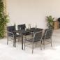 Preview: ARDEBO.de - 5-tlg. Garten-Essgruppe mit Kissen Hellgrau Poly Rattan