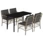 Preview: 5-tlg. Garten-Essgruppe mit Kissen Hellgrau Poly Rattan