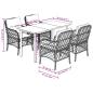 Preview: 5-tlg. Garten-Essgruppe mit Kissen Hellgrau Poly Rattan