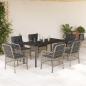 Preview: ARDEBO.de - 7-tlg. Garten-Essgruppe mit Kissen Hellgrau Poly Rattan