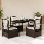 Preview: ARDEBO.de - 5-tlg. Garten-Essgruppe mit Kissen Braun Poly Rattan