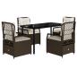 Preview: 5-tlg. Garten-Essgruppe mit Kissen Braun Poly Rattan