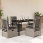 Preview: ARDEBO.de - 5-tlg. Garten-Essgruppe mit Kissen Hellgrau Poly Rattan