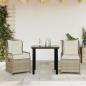 Preview: ARDEBO.de - 3-tlg. Garten-Essgruppe mit Kissen Beige Poly Rattan