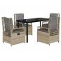 Preview: 5-tlg. Garten-Essgruppe mit Kissen Beige Poly Rattan