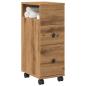 Preview: ARDEBO.de - Badschrank Schmal mit Rollen Artisan-Eiche Holzwerkstoff