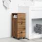Preview: Badschrank Schmal mit Rollen Artisan-Eiche Holzwerkstoff
