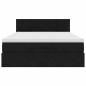 Preview: Ottoman-Bett mit Matratze & LEDs Schwarz 140x200 cm Samt