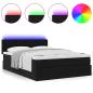 Preview: Ottoman-Bett mit Matratze & LEDs Schwarz 140x200 cm Samt