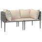 Preview: Garten-Ecksofas mit Kissen 2 Stk. Grau Poly Rattan