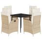 Preview: 5-tlg. Garten-Essgruppe mit Kissen Beige Poly Rattan