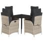 Preview: 5-tlg. Garten-Essgruppe mit Kissen Hellgrau Poly Rattan