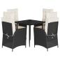 Preview: 5-tlg. Garten-Essgruppe mit Kissen Schwarz Poly Rattan